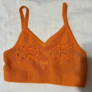 Orange Crochet Crop Top